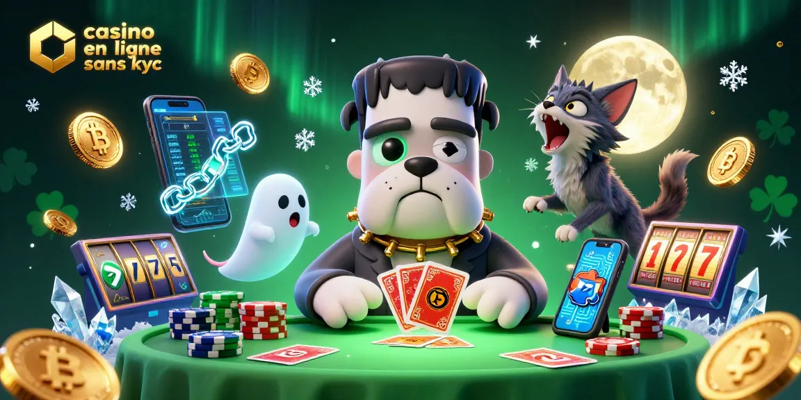 Développez vos stratégies de jeu avec le casino en ligne sans KYC et un chien Frankenstein joueur de cartes.