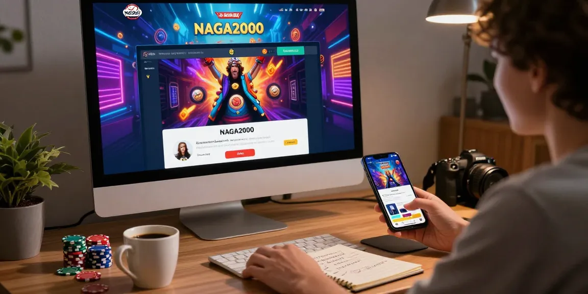 NAGA2000 user logging into a secure iGaming account from a cozy home office.