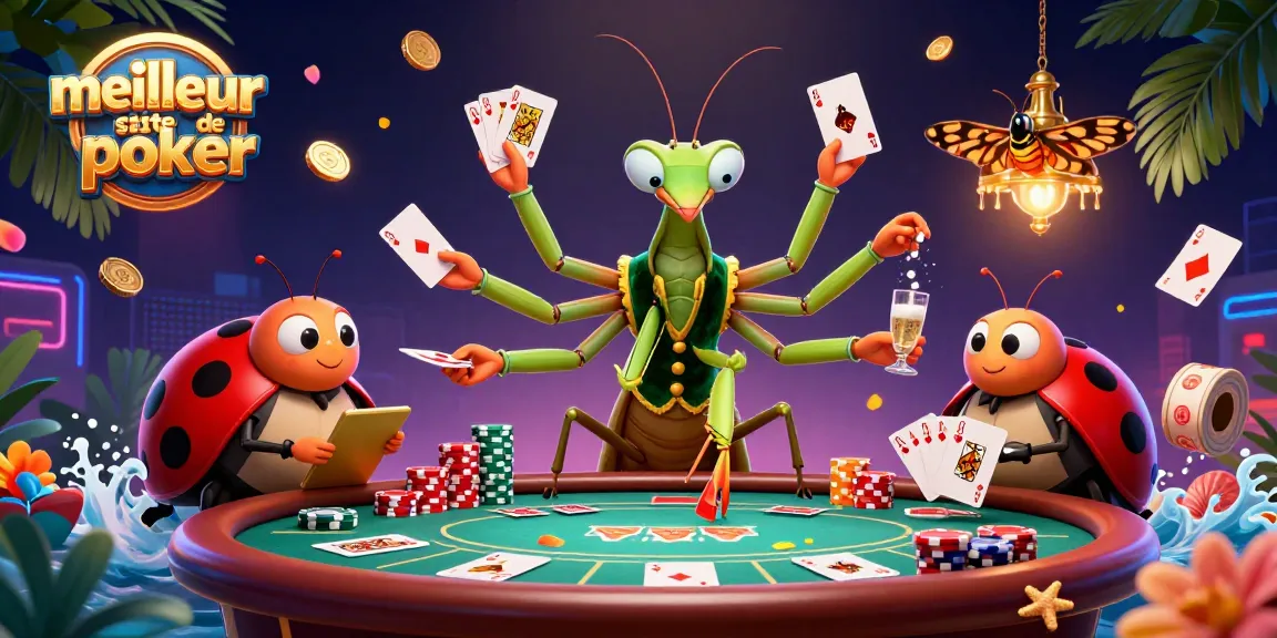 Jouer sur le meilleur site de poker avec des cartes, jetons et une ambiance festive.