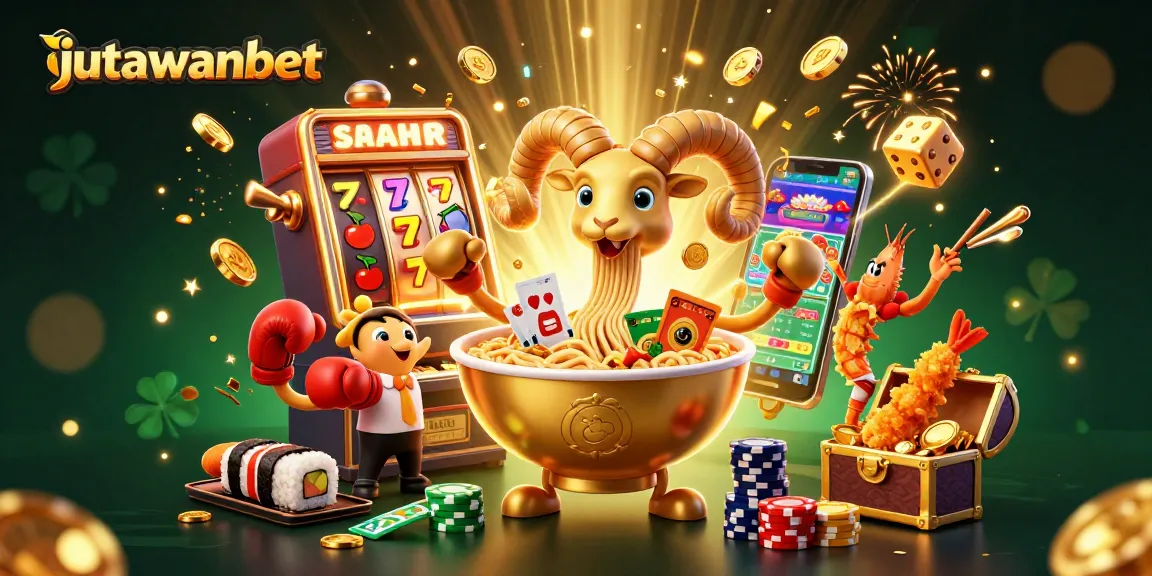 Join the excitement of jutawanbet with a golden ramen bowl dealer and slot machine jackpot!