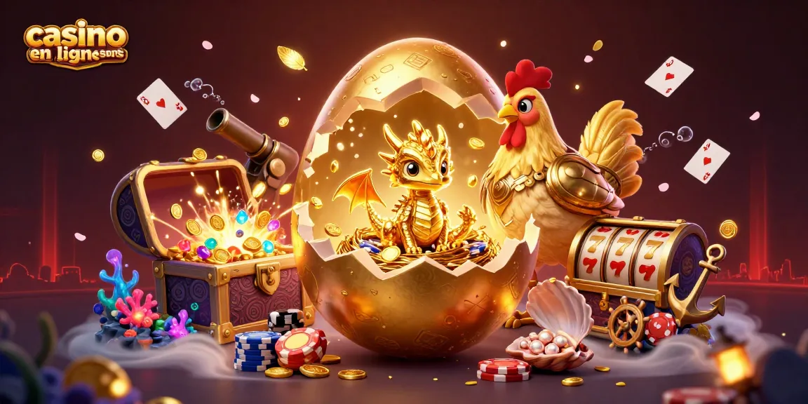 Visualisez un casino en ligne sans KYC rempli de pépites d'or, poker et dragons en or.