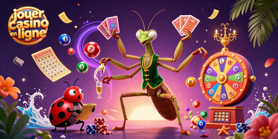 Jouer au casino en ligne avec des personnages colorés, des éléments de jeu, et une ambiance dynamique.
